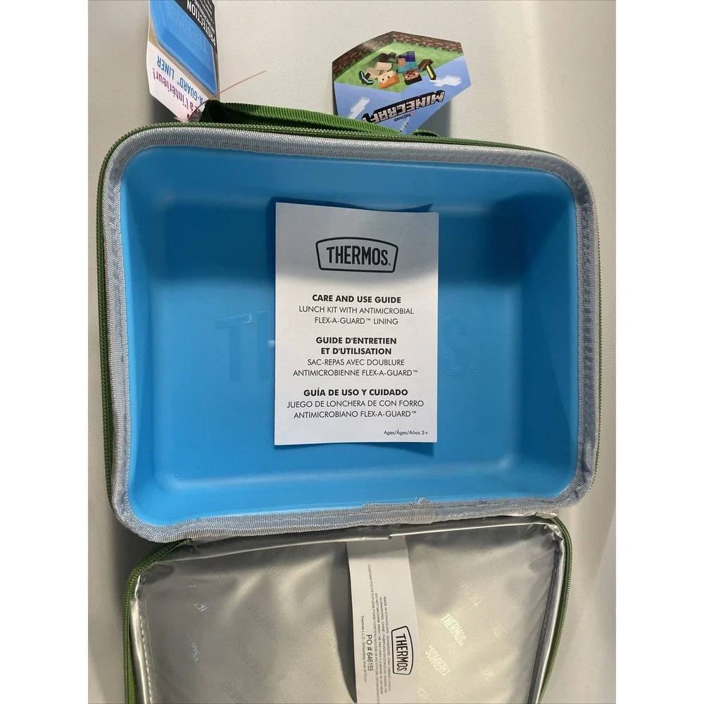Minecraft Creeper Soft Insulated Back to School Lunchbox Thermos 2021 Mojang NEW